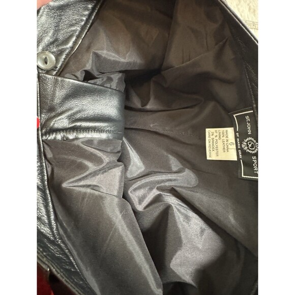 St John Sport Pants Womens 6 Black Leather Boot Cut  High Rise Trousers Y2K EUC - Picture 9 of 10